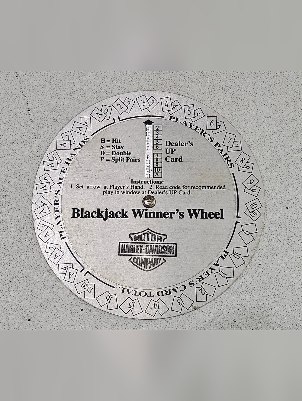 Harley-Davidson Black and White Blackjack Strategy Wheel Advertising
